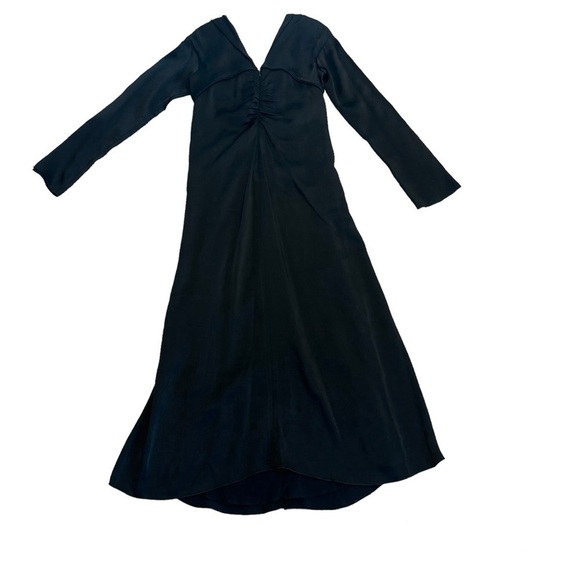 Zara Studio Collection limited edition black A-line V- neck pleated midi dress M - Picture 10 of 17